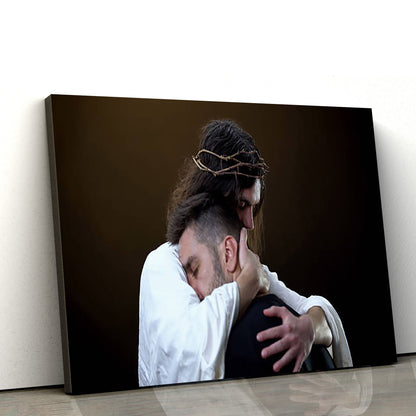 Jesus Holding Man Canvas Pictures - Jesus Christ Canvas Art - Christian Wall Canvas