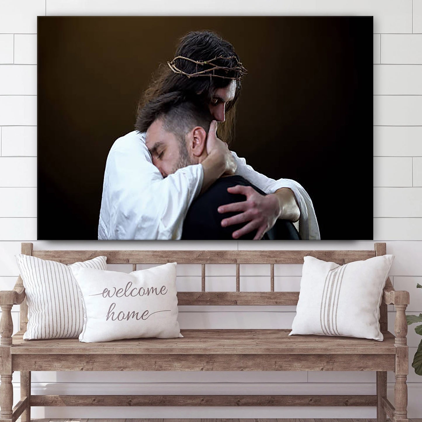 Jesus Holding Man Canvas Pictures - Jesus Christ Canvas Art - Christian Wall Canvas