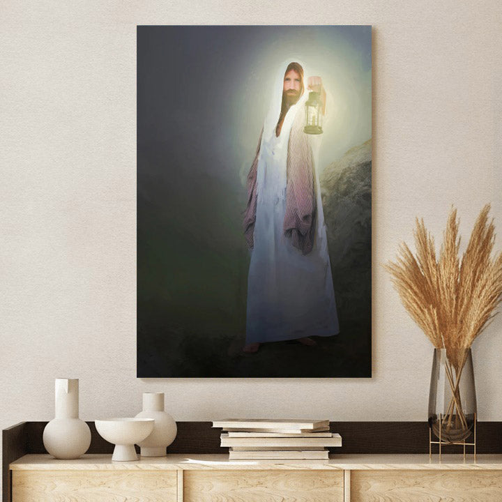 Jesus Holding Out A Lamp Canvas Pictures - Jesus Christ Art - Christian Canvas Wall Art