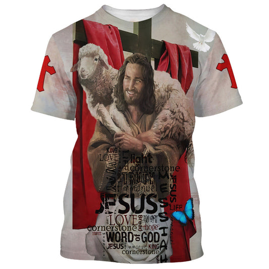 Jesus Holding Sheep 3d All Over Print Shirt - Christian 3d Shirts For Men Women