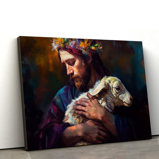 Jesus Holding The Lamb - Jesus Canvas Pictures - Christian Wall Art