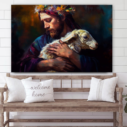 Jesus Holding The Lamb - Jesus Canvas Pictures - Christian Wall Art