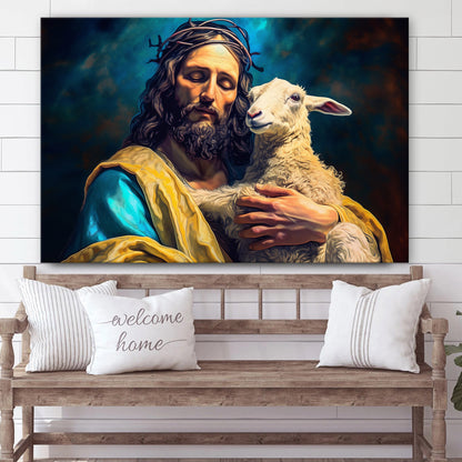 Jesus Holding The Lamb 1 - Jesus Canvas Pictures - Christian Wall Art