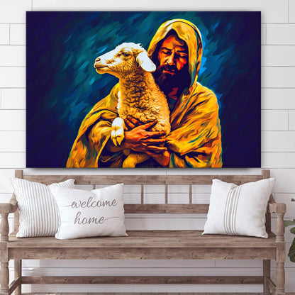 Jesus Holding The Lamb Van Gogh Style - Jesus Canvas Pictures - Christian Wall Art