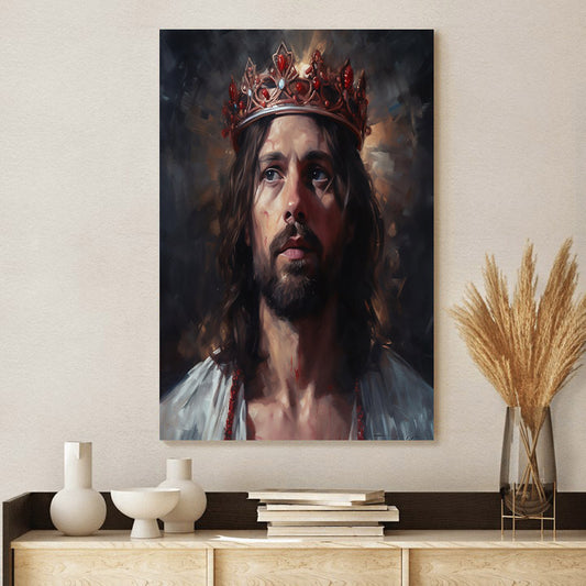 Jesus Holds A Crown On His Head 1 - Canvas Picture - Jesus Christ Canvas - Christian Wall Art