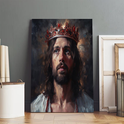 Jesus Holds A Crown On His Head 1 - Canvas Picture - Jesus Christ Canvas - Christian Wall Art