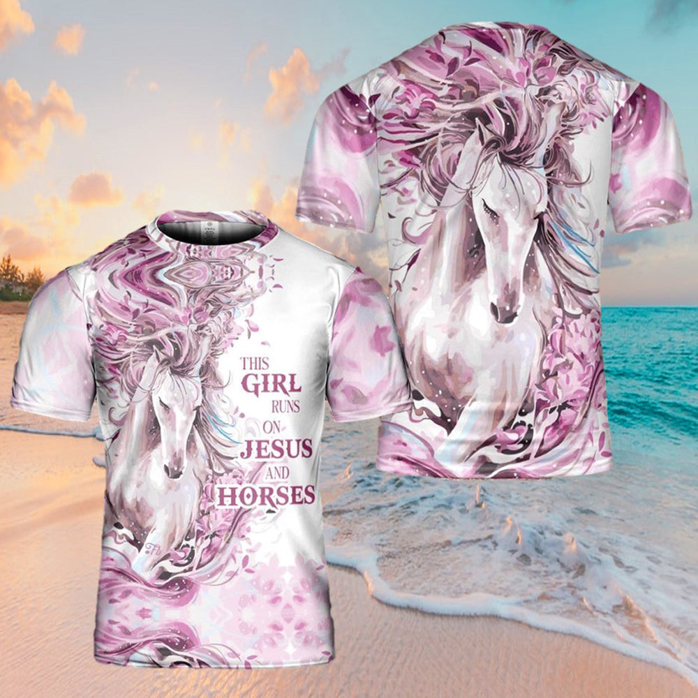 Jesus Horse Girl 3d T Shirts - Christian Shirts For Men&Women