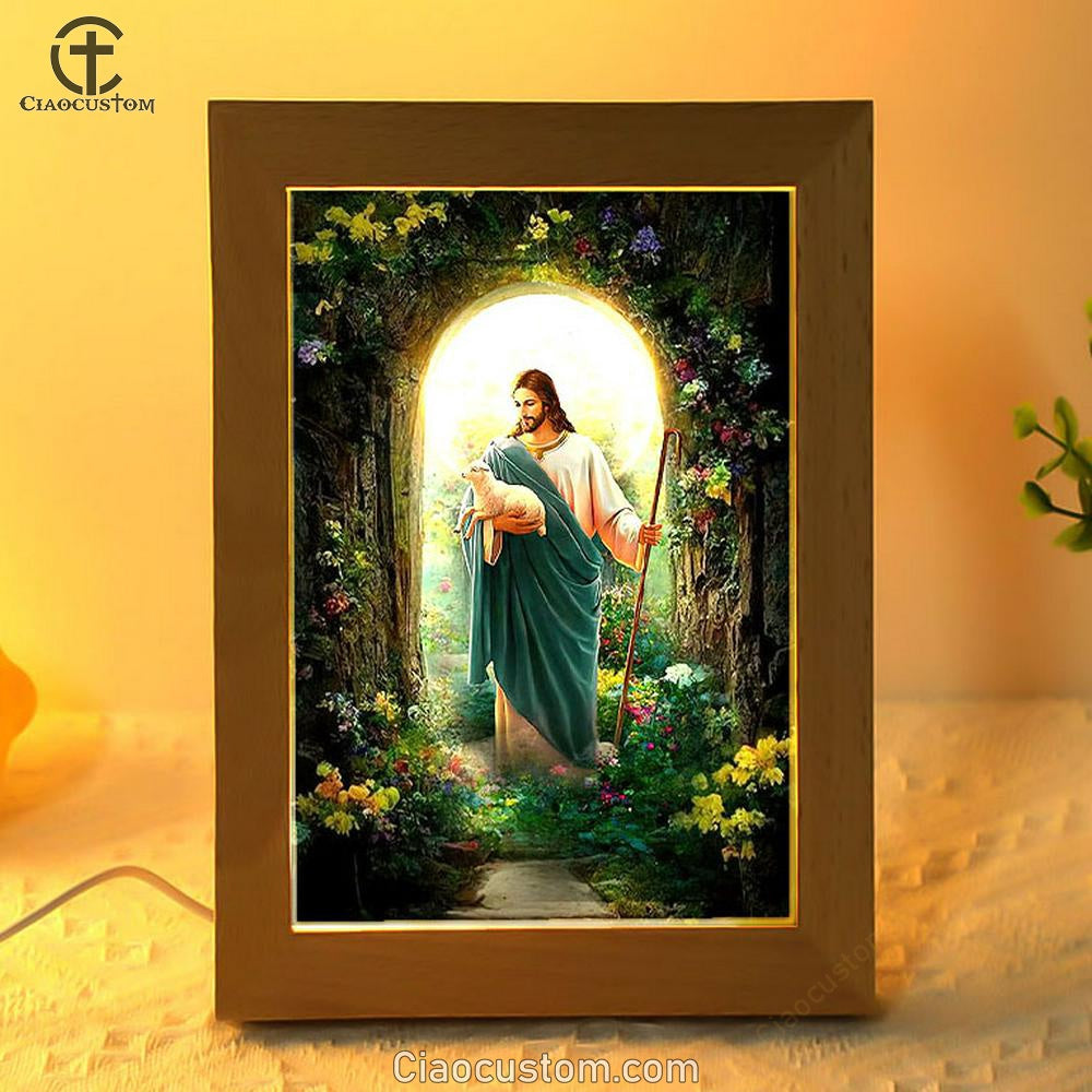 Jesus Hug A Lamb Frame Lamp Pictures - Jesus Art Prints - Jesus Art - Christian Home Decor