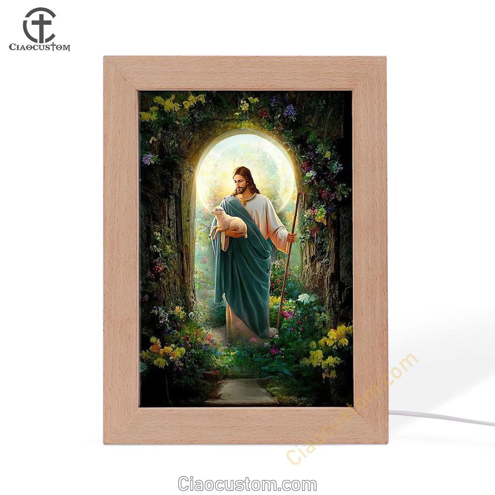 Jesus Hug A Lamb Frame Lamp Pictures - Jesus Art Prints - Jesus Art - Christian Home Decor