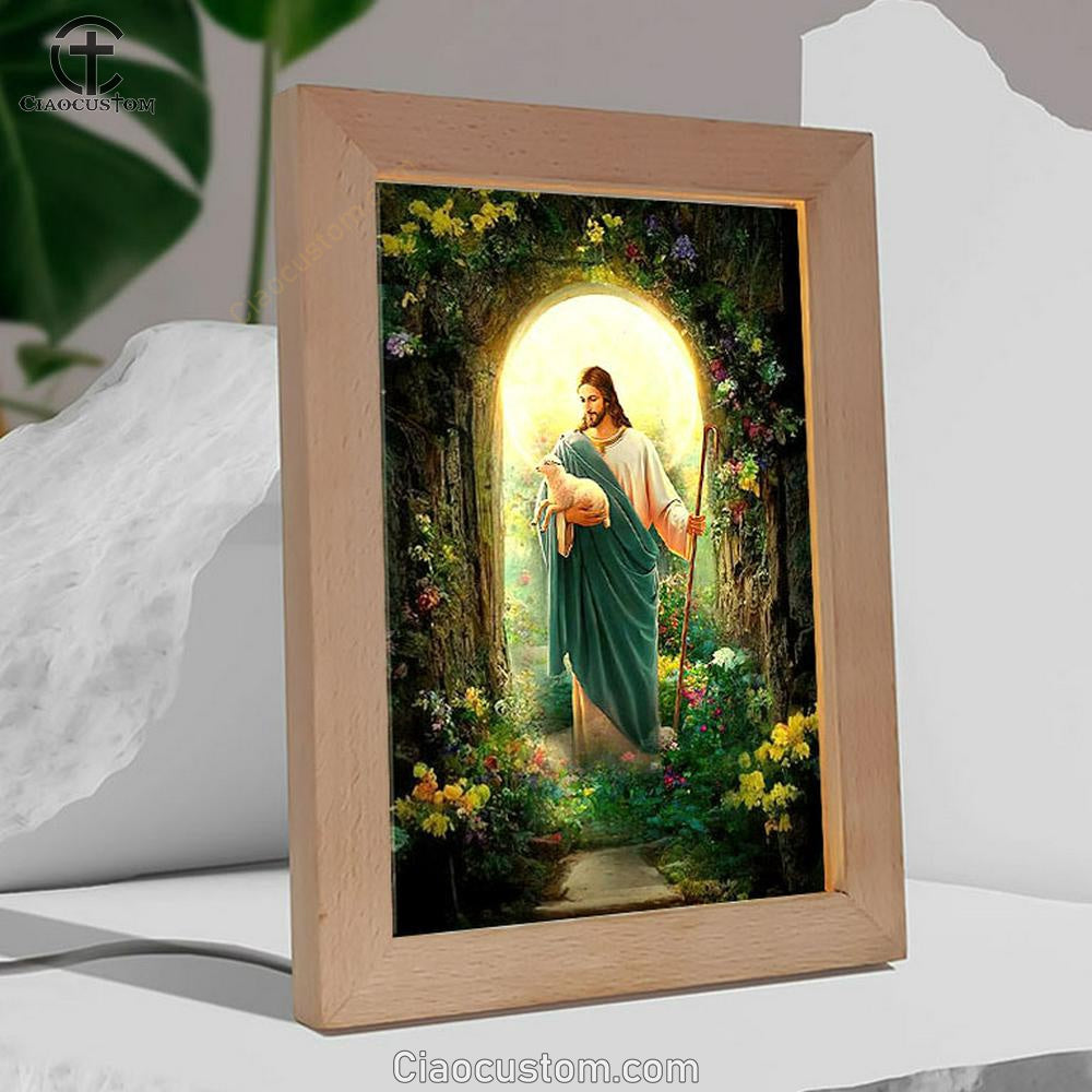 Jesus Hug A Lamb Frame Lamp Pictures - Jesus Art Prints - Jesus Art - Christian Home Decor