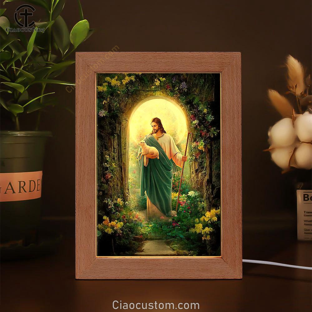 Jesus Hug A Lamb Frame Lamp Pictures - Jesus Art Prints - Jesus Art - Christian Home Decor