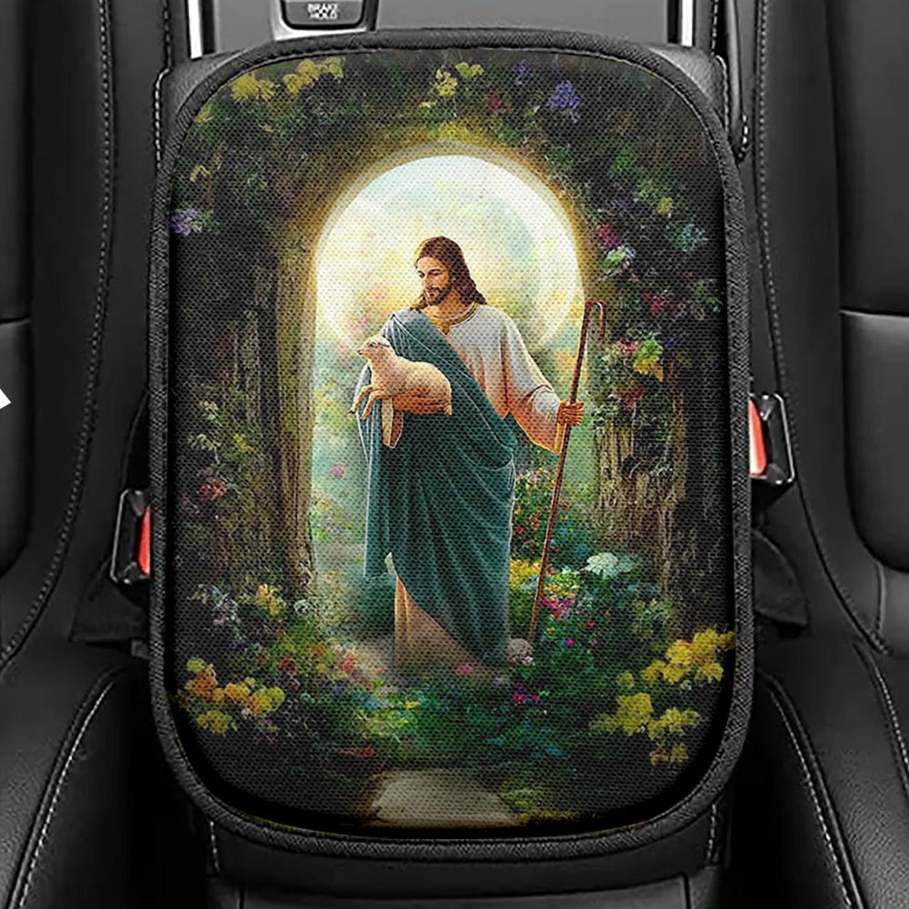 Jesus Hug A Lamb Seat Box Cover, Jesus Car Center Console Cover, Jesus Car Interior Accessories