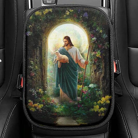 Jesus Hug A Lamb Seat Box Cover, Jesus Car Center Console Cover, Jesus Car Interior Accessories