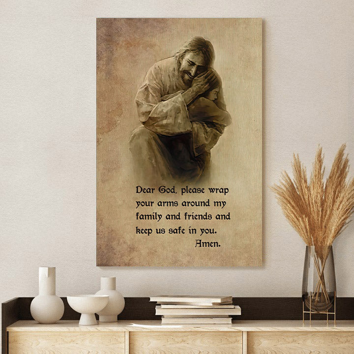 Jesus Hugging A Child And Prayer Quote Canvas Print Wall Art - Religious Posters