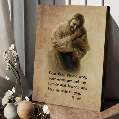 Jesus Hugging A Child And Prayer Quote Canvas Print Wall Art - Religious Posters