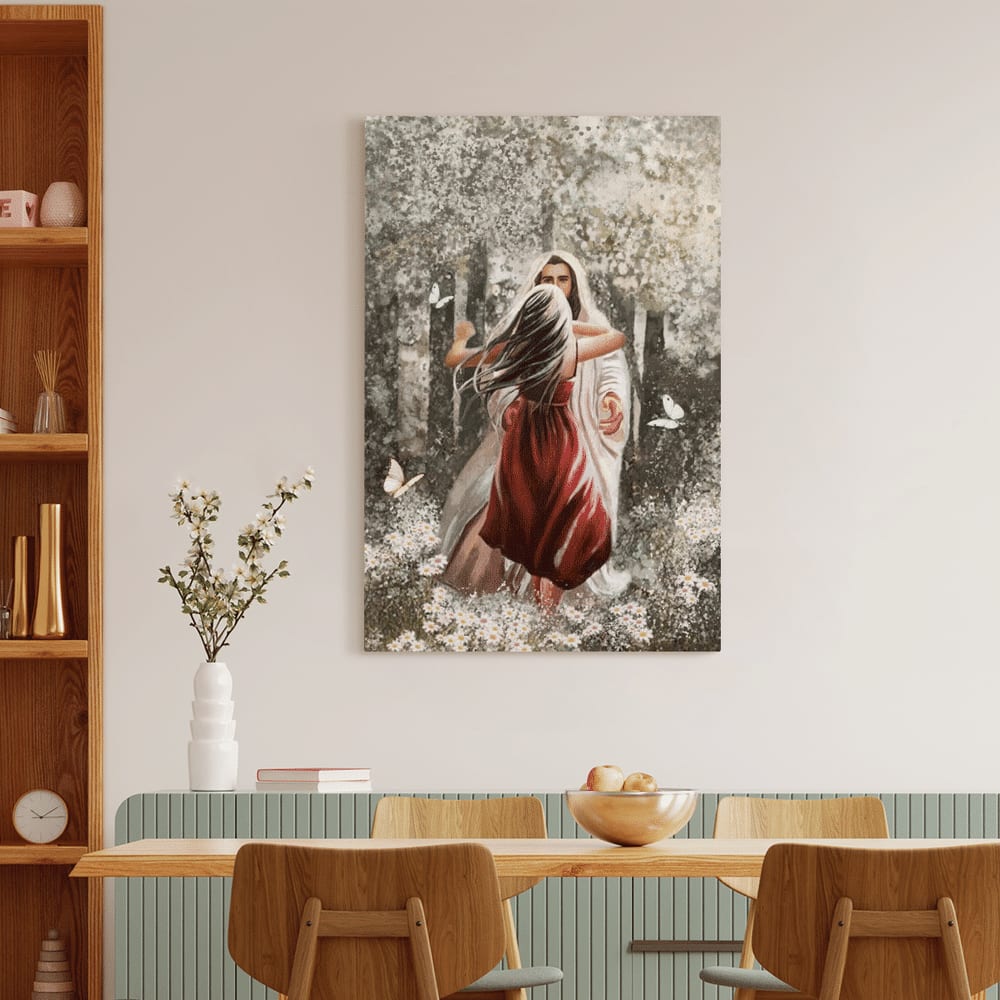 Jesus Hugging Beautiful Girl Canvas Posters - Christian Wall Posters - Religious Wall Decor