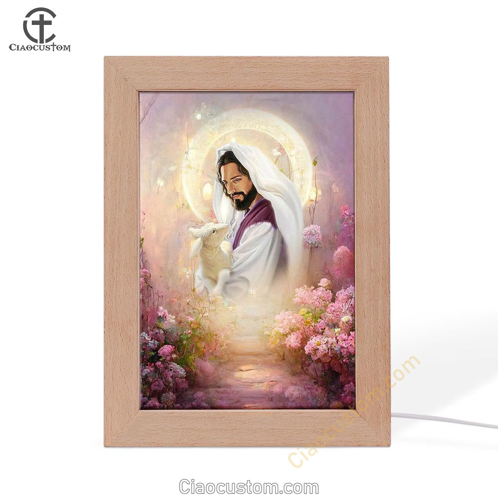 Jesus Hugging Lamb Frame Lamp Pictures - Jesus Art Prints - Jesus Art - Christian Home Decor