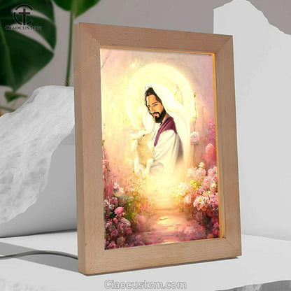 Jesus Hugging Lamb Frame Lamp Pictures - Jesus Art Prints - Jesus Art - Christian Home Decor
