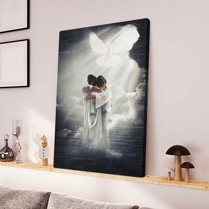 Jesus Hugging Woman Canvas - Mystic Light Dove Canvas - Jesus Canvas - God Canvas - Christian Wall Art