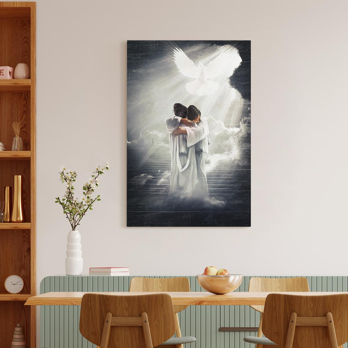 Jesus Hugging Woman Canvas - Mystic Light Dove Canvas - Jesus Canvas - God Canvas - Christian Wall Art
