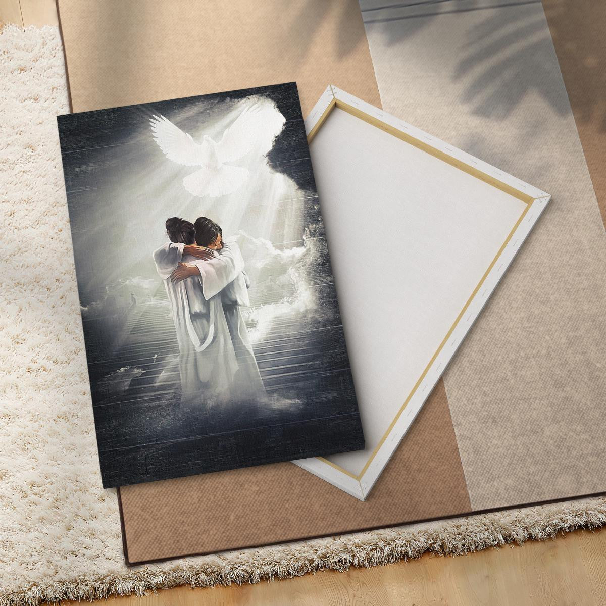 Jesus Hugging Woman Canvas - Mystic Light Dove Canvas - Jesus Canvas - God Canvas - Christian Wall Art