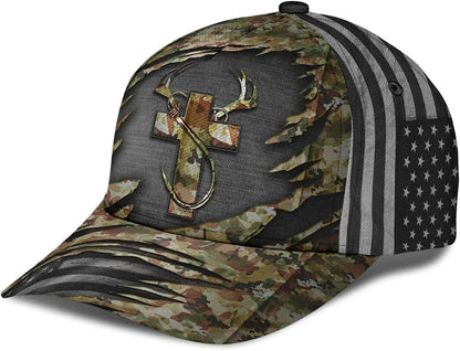 Jesus Hunting Fishing Camo Baseball Cap - Christian Hats for Men and Women