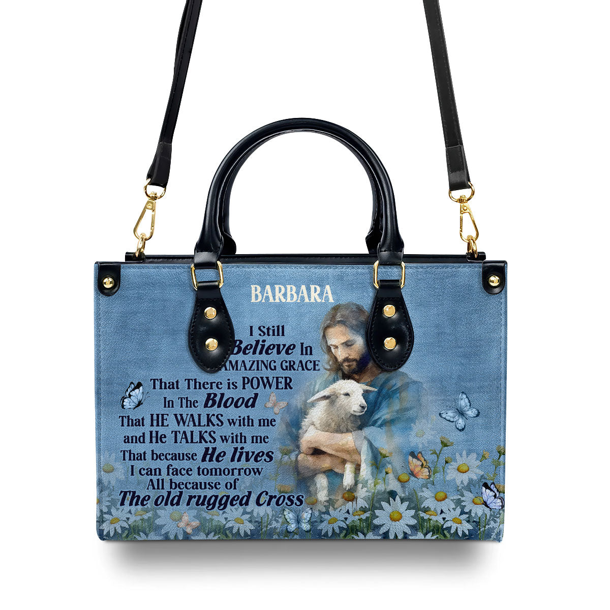 Jesus I Still Believe In Amazing Grace  Personalized Leather Handbag With Zipper - Inspirational Gift Christian Ladies