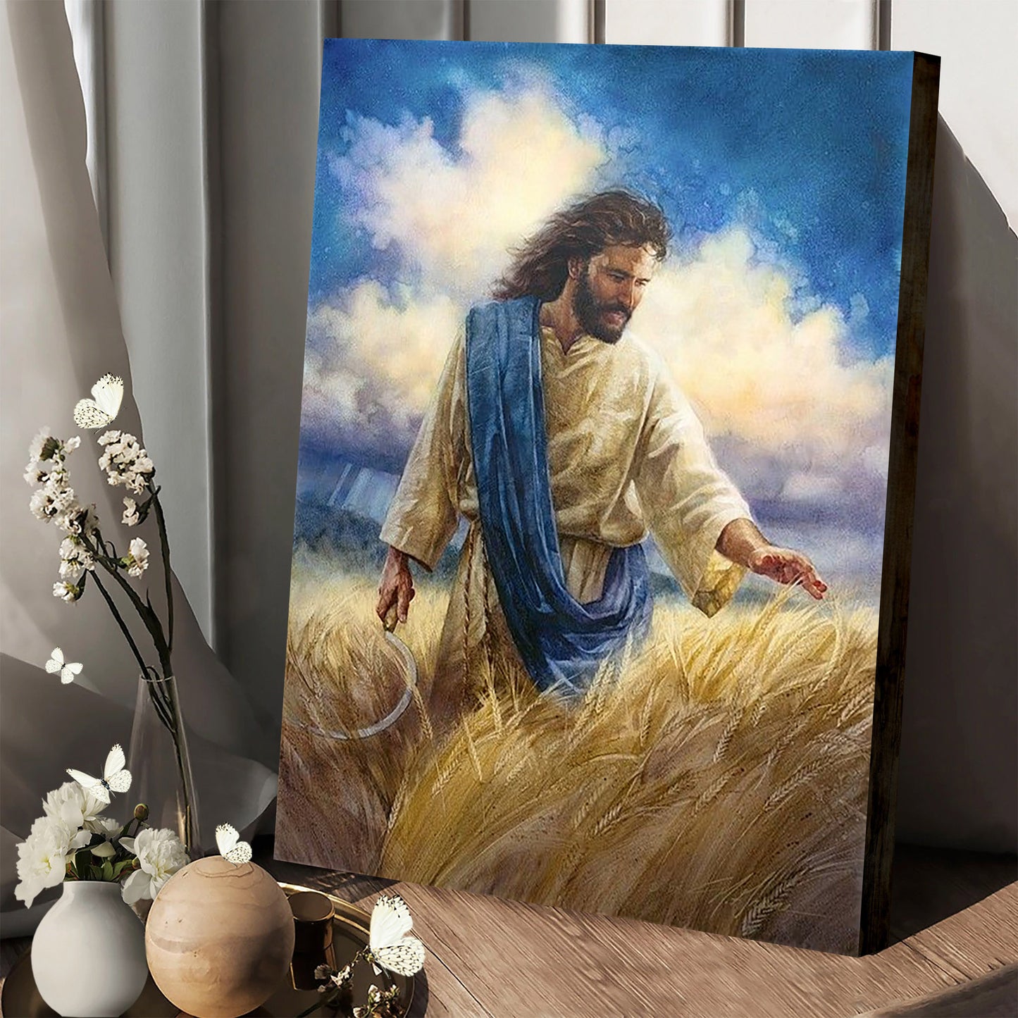 Jesus In A Field Canvas Prints - Jesus Christ Art - Christian Canvas Wall Decor