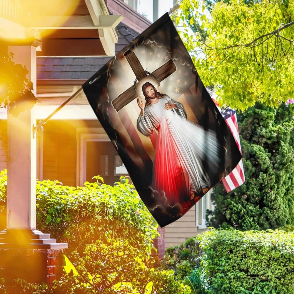 Jesus In America House Flags - Christian Garden Flags - Outdoor Christian Flag