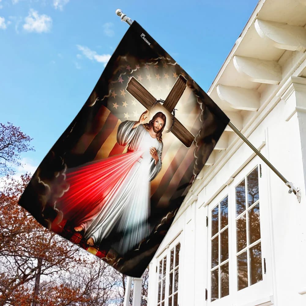 Jesus In America House Flags - Christian Garden Flags - Outdoor Christian Flag