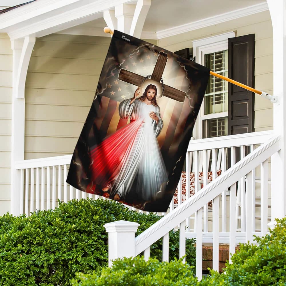 Jesus In America House Flags - Christian Garden Flags - Outdoor Christian Flag