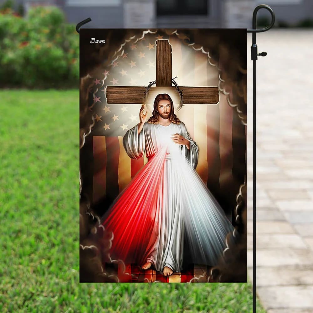 Jesus In America House Flags - Christian Garden Flags - Outdoor Christian Flag