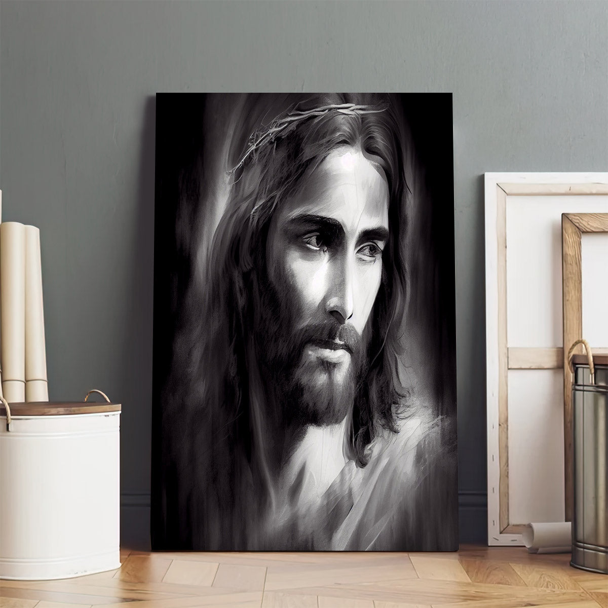 Jesus In Black And White - Canvas Pictures - Jesus Canvas Art - Christian Wall Art