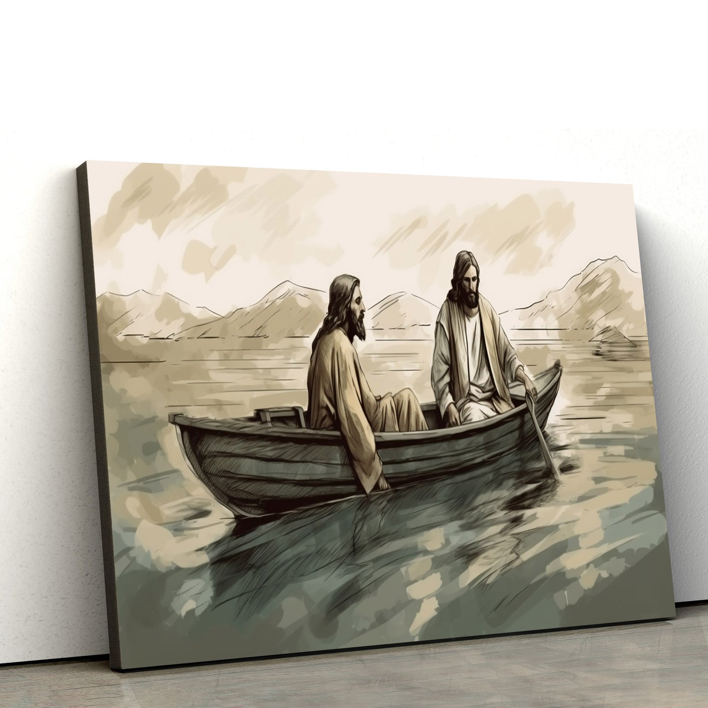 Jesus In Boat Near Man 1 - Canvas Pictures - Jesus Christ Canvas - Christian Wall Art