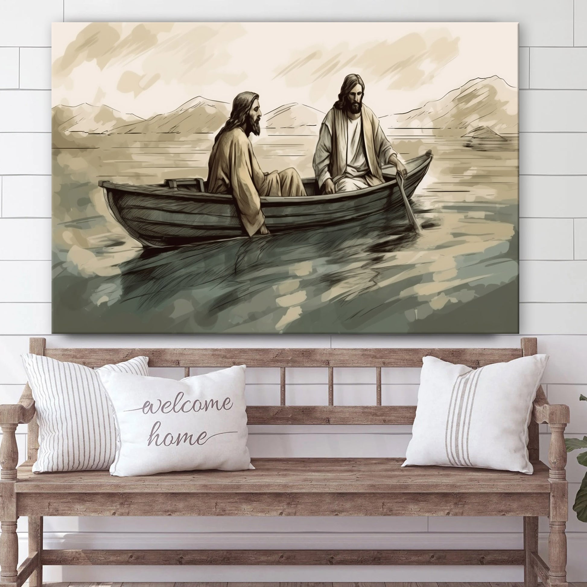 Jesus In Boat Near Man 1 - Canvas Pictures - Jesus Christ Canvas - Christian Wall Art