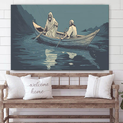 Jesus In Boat Near Man 2 - Canvas Pictures - Jesus Christ Canvas - Christian Wall Art