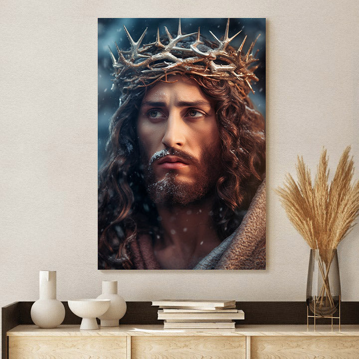 Jesus In Crown Of Thorns - Jesus Christ Enjoying Autumn 1 - Jesus Canvas Pictures - Christian Wall Art