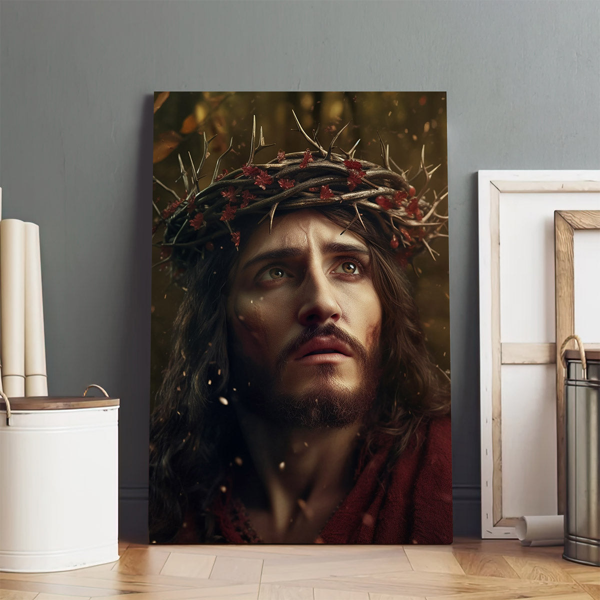 Jesus In Crown Of Thorns - Jesus Christ Enjoying Autumn 2 - Jesus Canvas Pictures - Christian Wall Art
