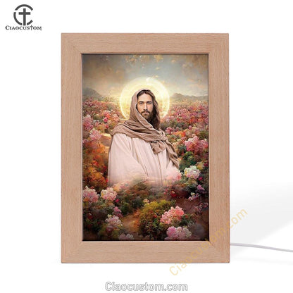 Jesus In Flowers Frame Lamp Pictures - Jesus Art Prints - Jesus Art - Christian Home Decor