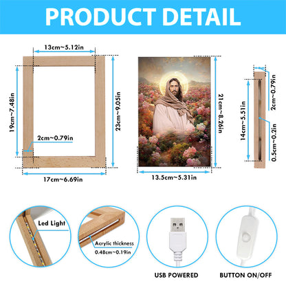 Jesus In Flowers Frame Lamp Pictures - Jesus Art Prints - Jesus Art - Christian Home Decor