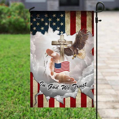 Jesus In God We Trust American House Flags - Christian Garden Flags - Outdoor Christian Flag