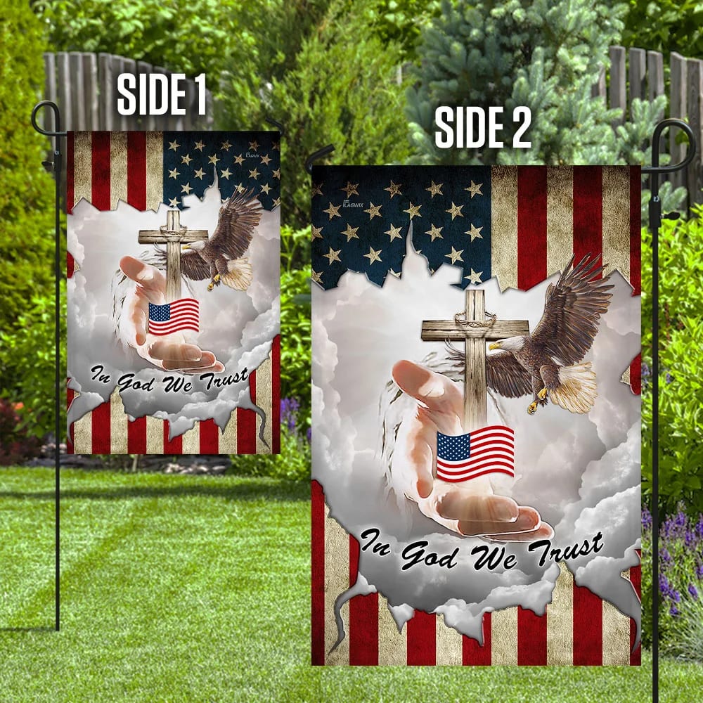 Jesus In God We Trust American House Flags - Christian Garden Flags - Outdoor Christian Flag