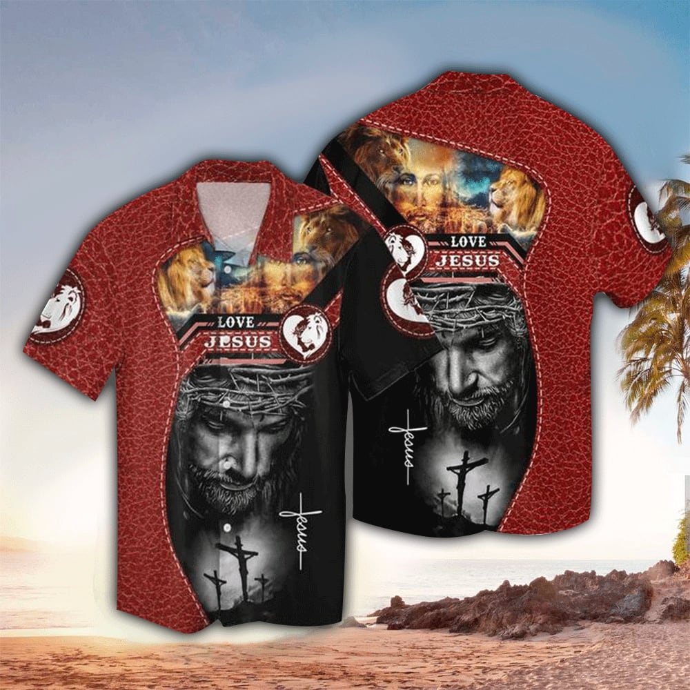 Jesus In Heart Red Hawaiian Shirt - Christian Hawaiian Shirts For Men & Women