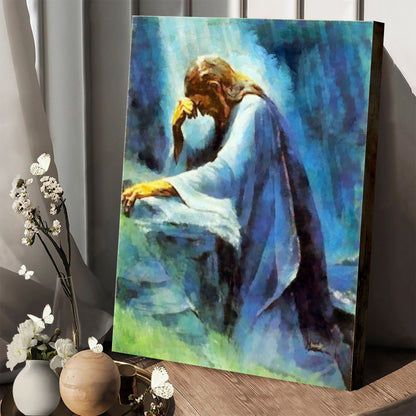 Jesus In Prayer Canvas Wall Art - Jesus Portrait Picture - Religious Gift - Christian Wall Art Decor