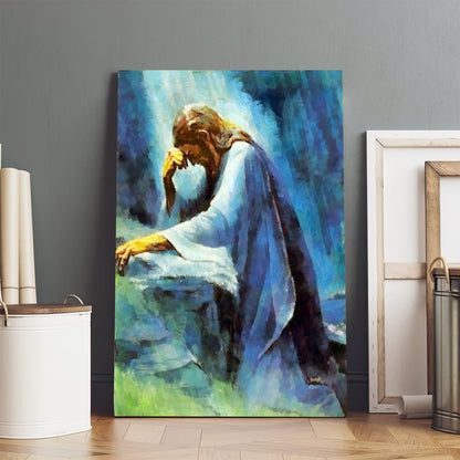 Jesus In Prayer Canvas Wall Art - Jesus Portrait Picture - Religious Gift - Christian Wall Art Decor