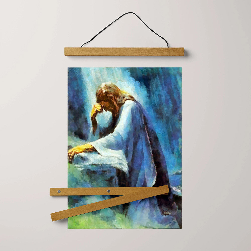Jesus In Prayer Hanging Canvas Wall Art - Jesus Portrait Picture - Religious Gift - Christian Wall Art Decor