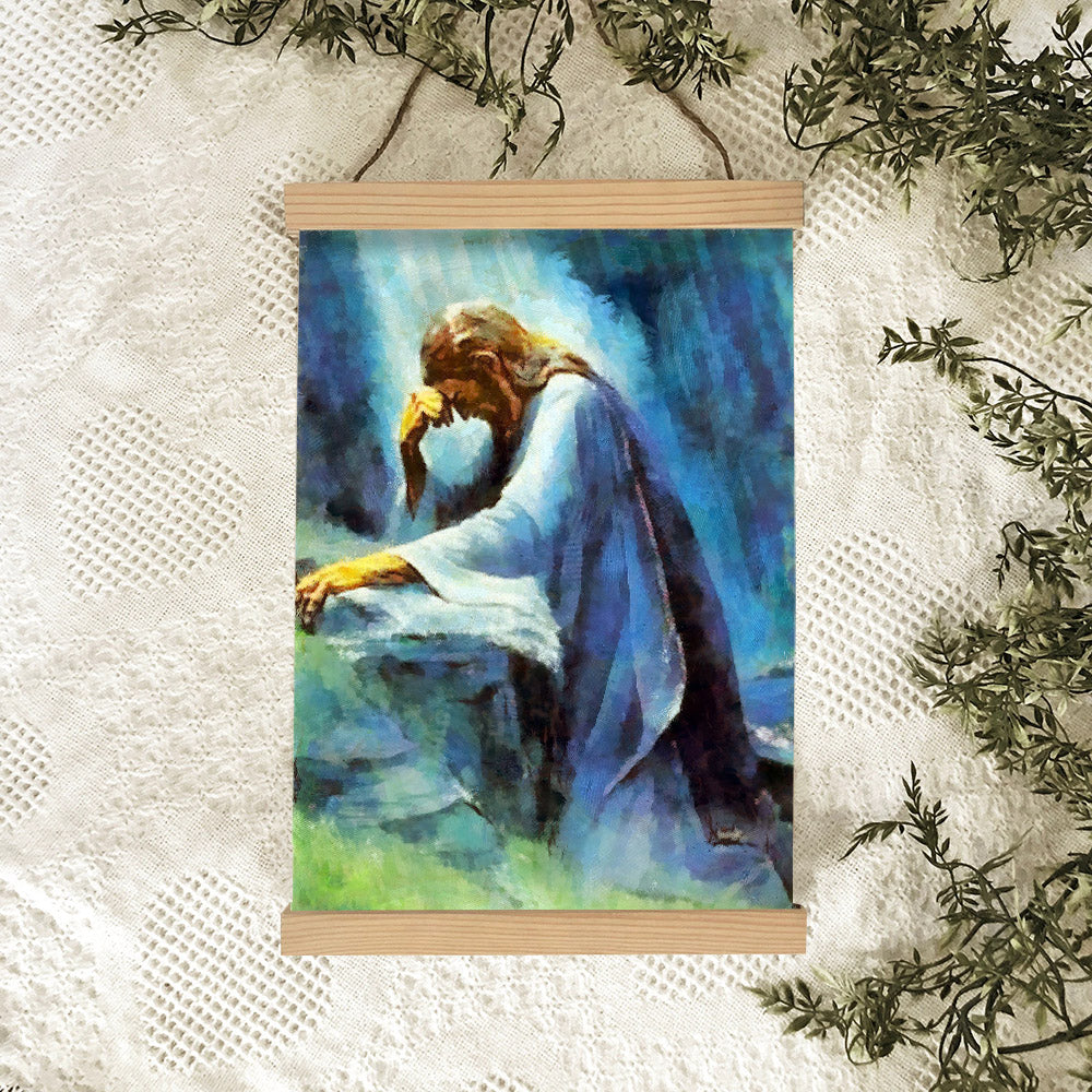 Jesus In Prayer Hanging Canvas Wall Art - Jesus Portrait Picture - Religious Gift - Christian Wall Art Decor