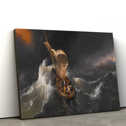 Jesus In Storm - Jesus Canvas Wall Art - Christian Wall Art