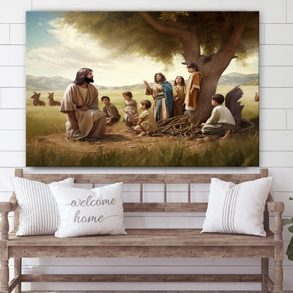 Jesus In The Field With His Hebrew People - Canvas Pictures - Jesus Christ Canvas - Christian Wall Art