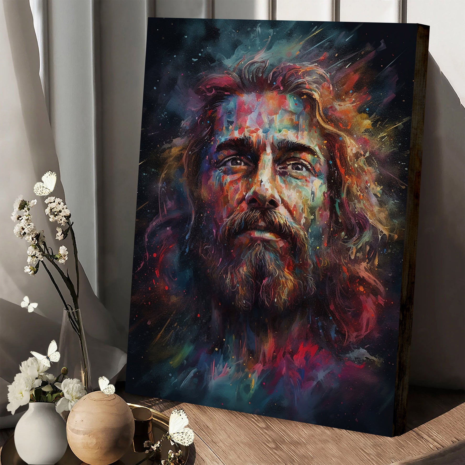 Jesus In The Midst Of Space And Galaxy - Canvas Picture - Jesus Christ Canvas - Christian Wall Art
